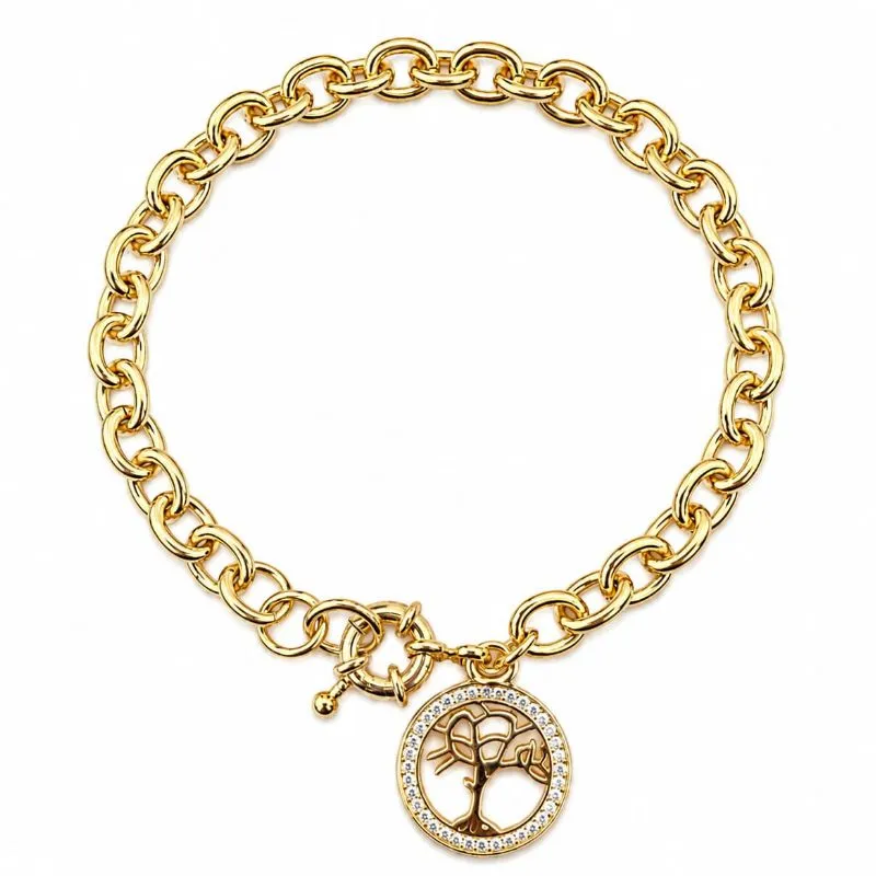 Pulseira Dupla Árvore da Vida  Banhada a Ouro 18k.