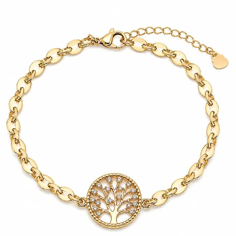 Pulseira Feminina Árvore da Vida Cravejada.