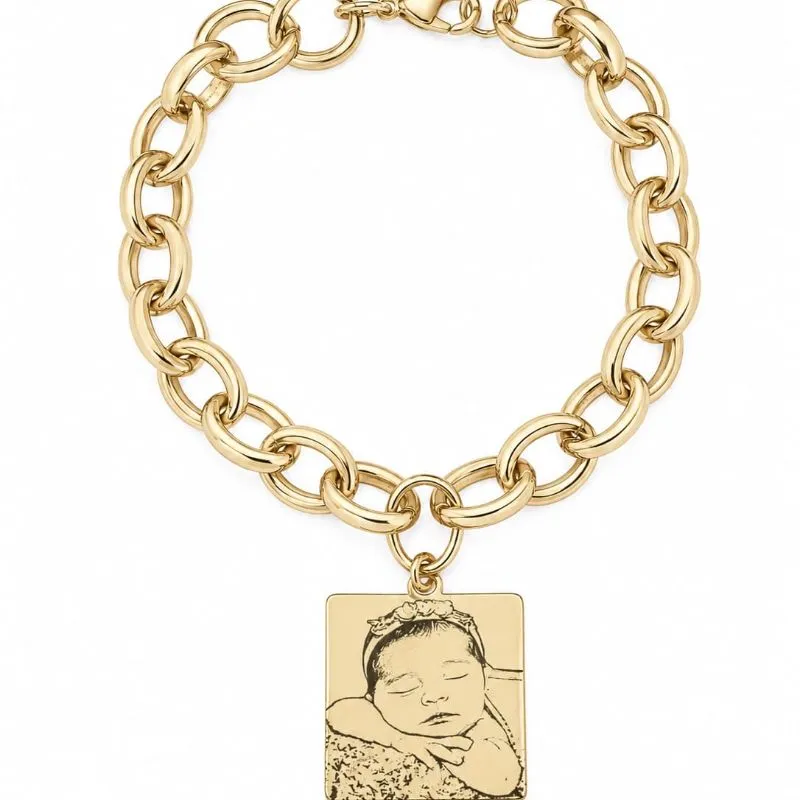 Pulseira Personalizada Quadrada 2cm com Foto gravação.