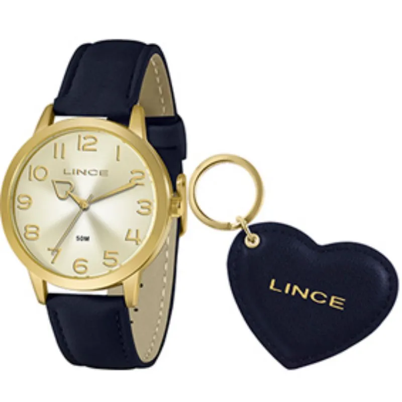 Relógio Feminino Lince Elegance Blue com Chaveiro Coração Azul Marinho