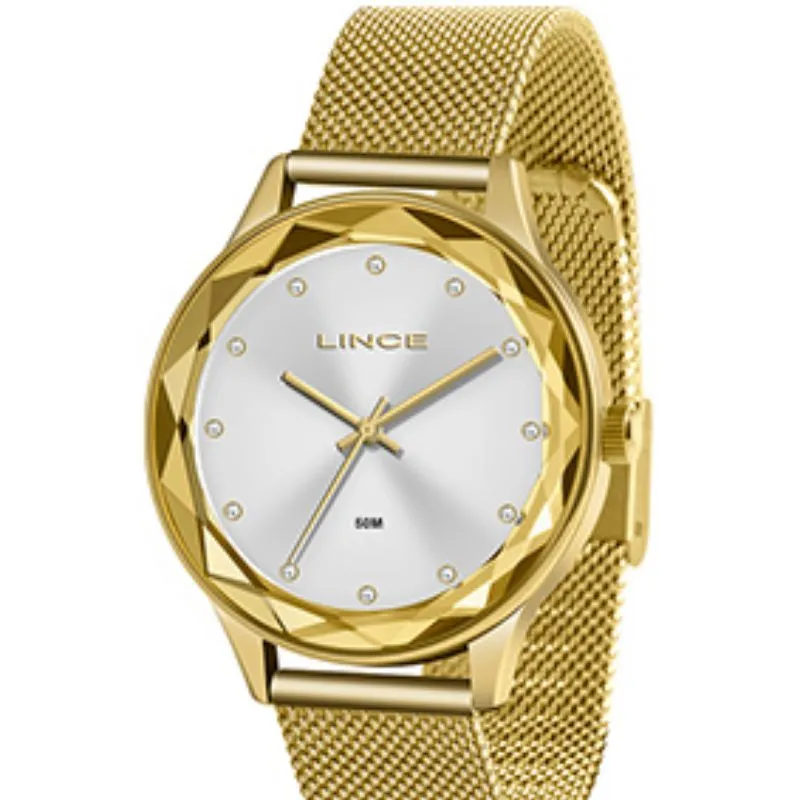 Relógio Feminino Lince Elegance Dourado.