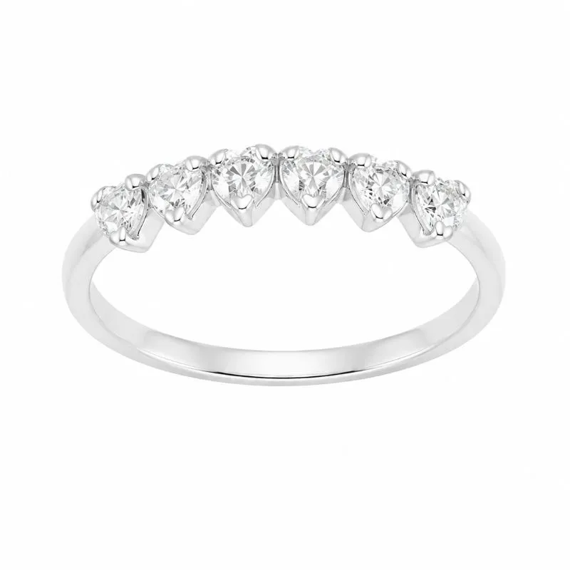 Anel Corações Cristal em Prata 925