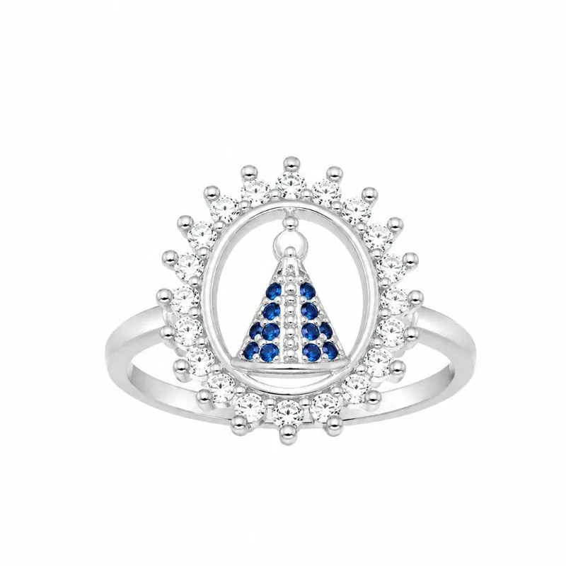 Anel Nossa Senhora Aparecida em Prata 925.