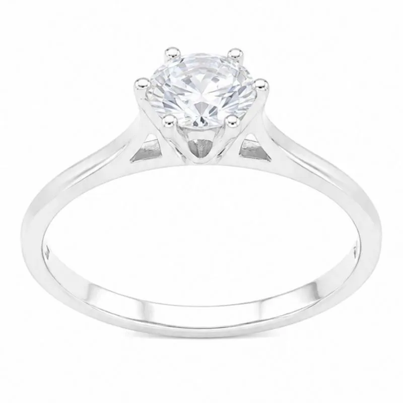 Anel Solitário Prata 925 com Zircônia.