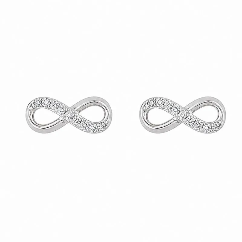 Brinco Infinito Cravejado em Prata 925
