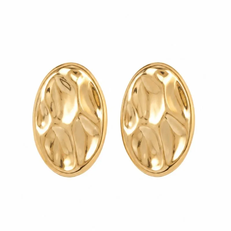 Brinco Oval Texturizado Dourado