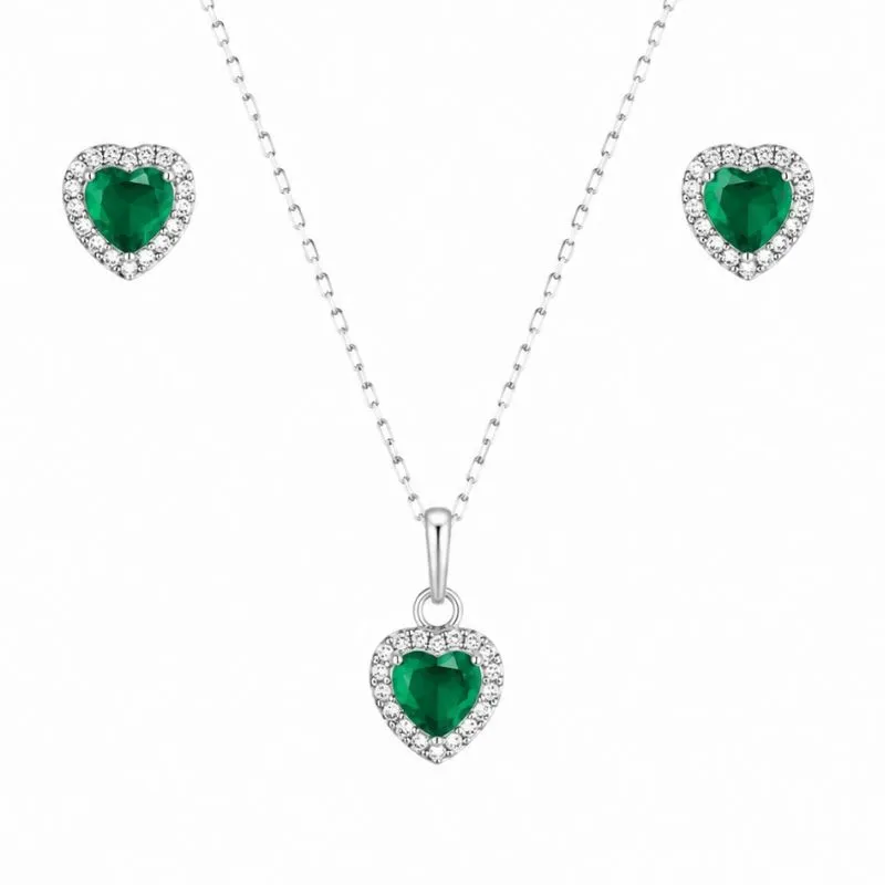 Conjunto Coração Prata 925 Color