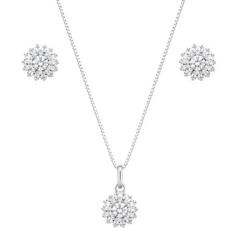 Conjunto Flor Radiante Prata 925.