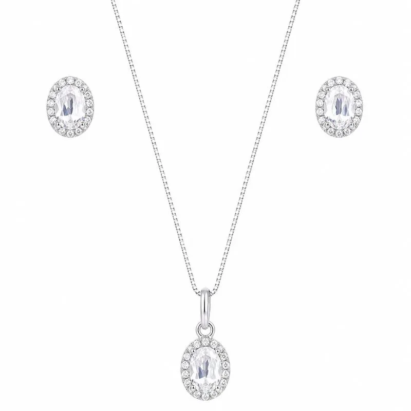 Conjunto Oval Clássico em Prata 925.