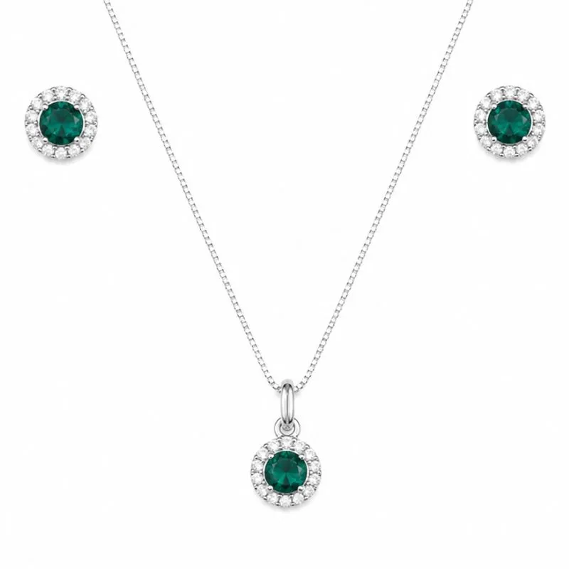 Conjunto Redondo Cravejado Prata 925 - Com veneziana