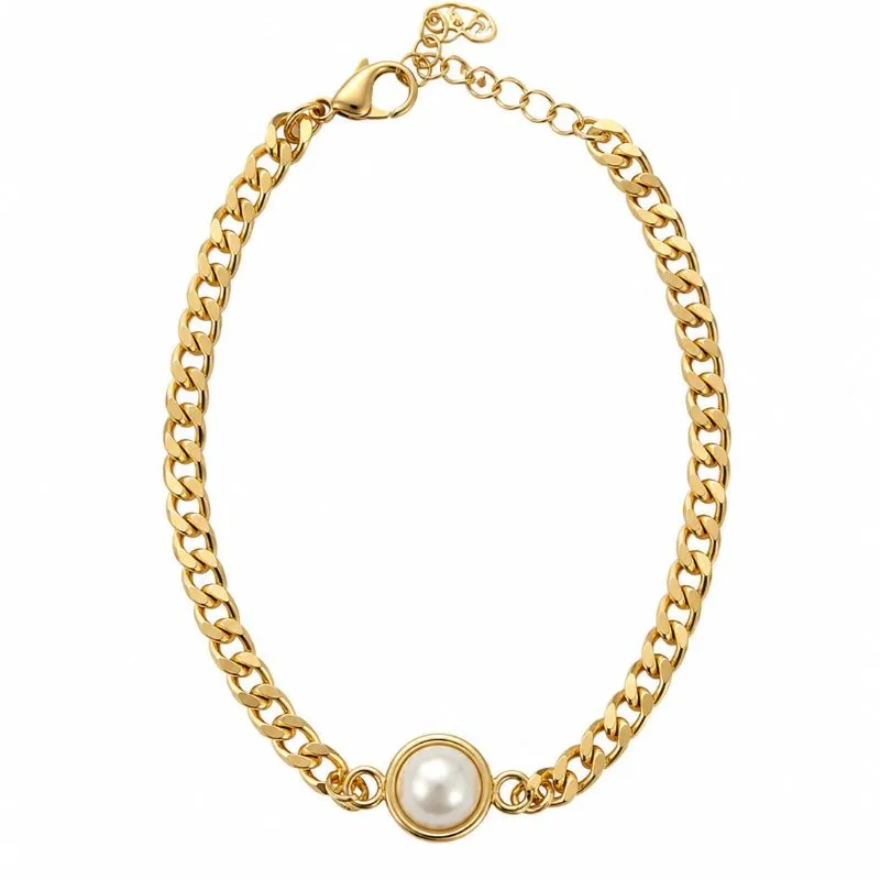 Pulseira Elo Clássico com Pérola.