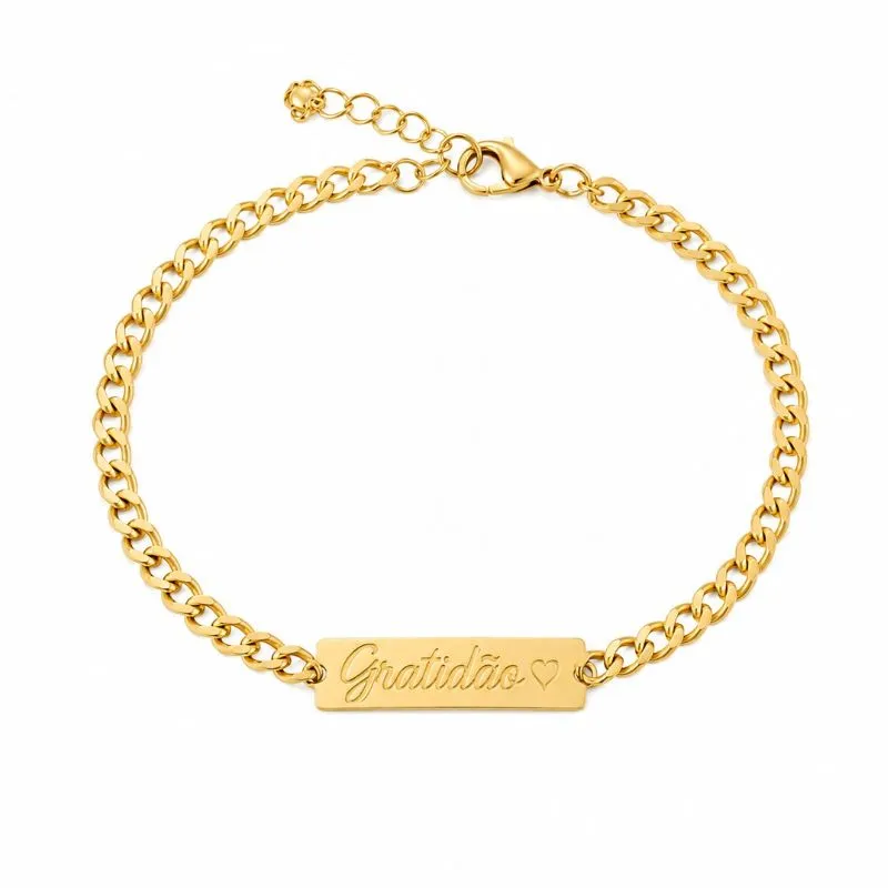 Pulseira Gratidão Banhada a Ouro.