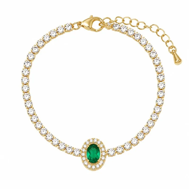 Pulseira Riviera Esmeralda Luxo Aço.