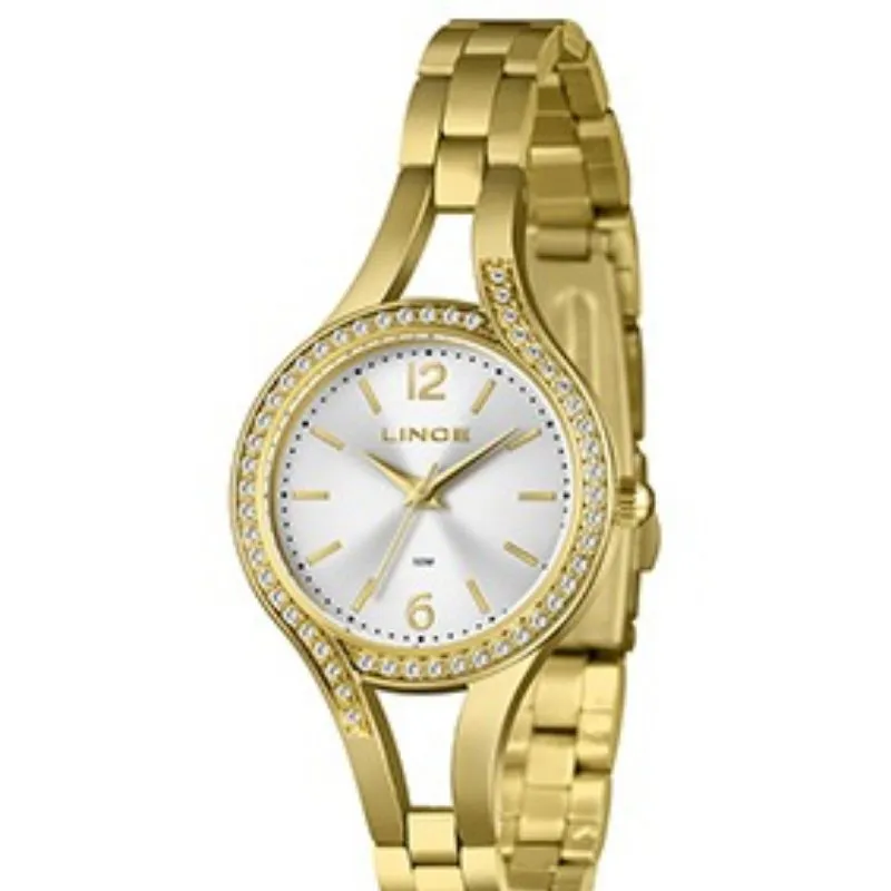 Relógio Feminino Lince Golden Crystal Elegance Dourado.