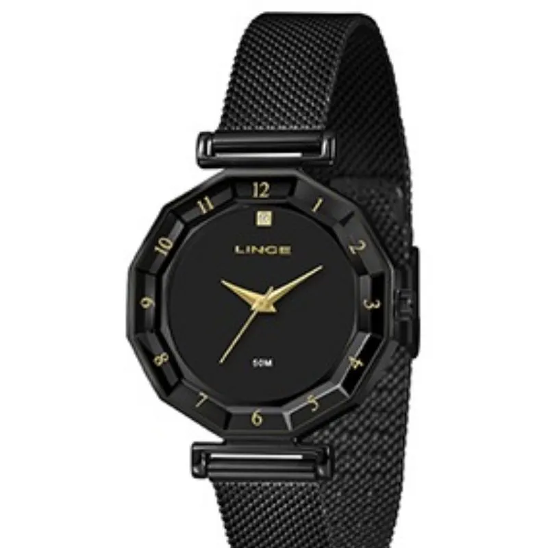 Relógio Feminino Lince Golden Noir Milano