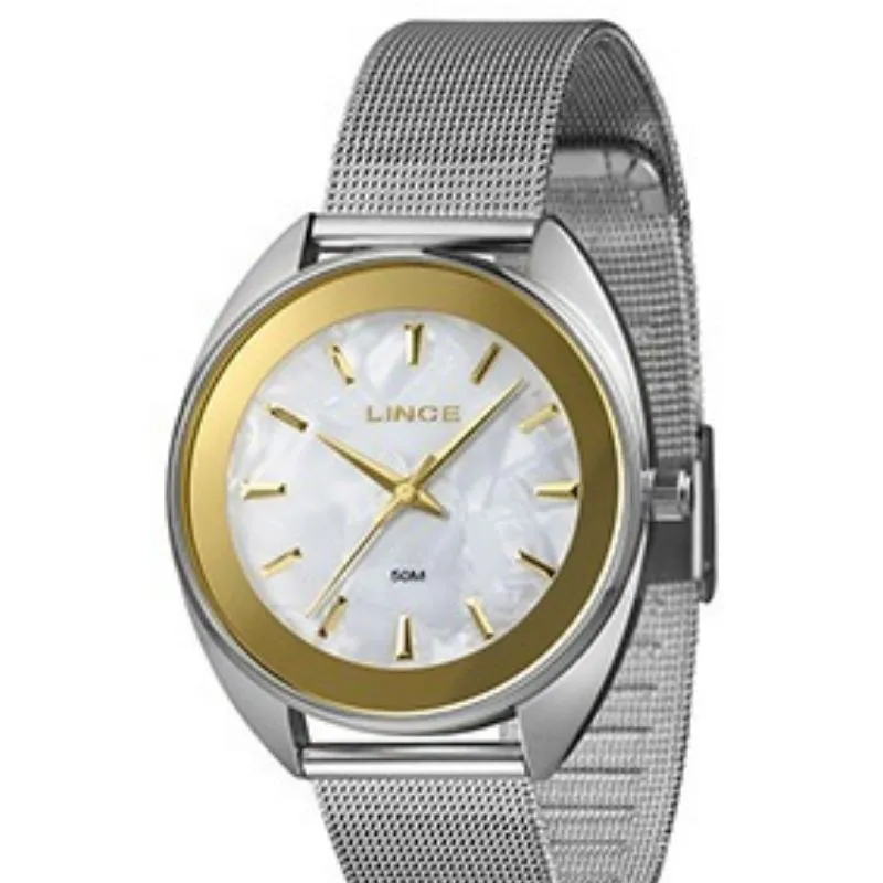 Relógio Feminino Lince Silver Gold Essence.