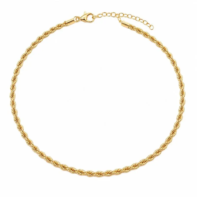 Colar Baiano 2MM Banhado a Ouro 45cm