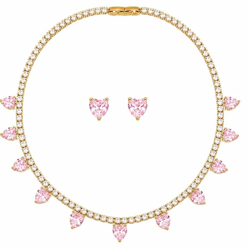 Conjunto Riviera Corações Rosa Claro.