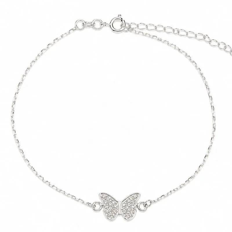 Pulseira Borboleta Cravejada Prata 925