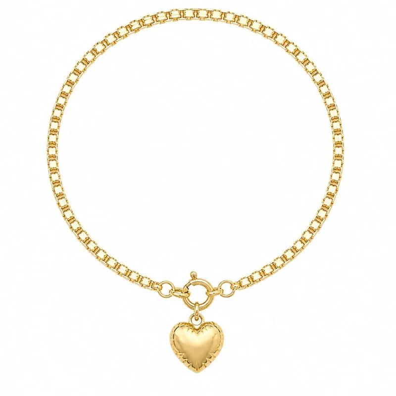 Pulseira Coração Elo com Fecho Boia