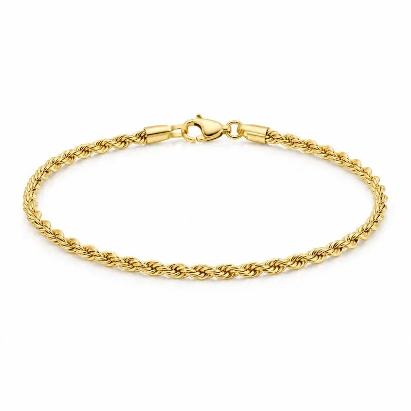 Pulseira Feminina Cordão Baiano Banhada a Ouro 2mm.