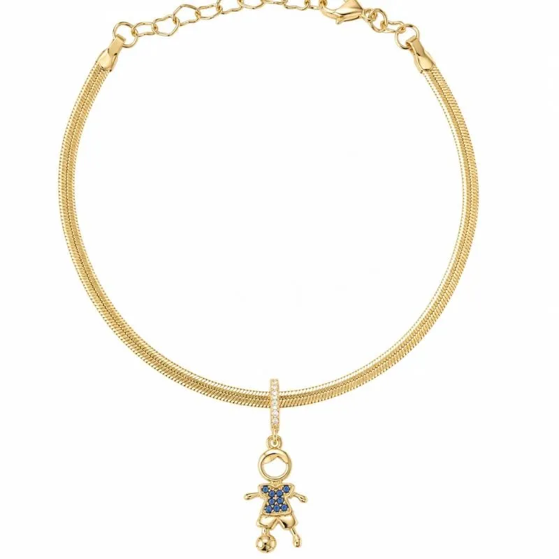 Pulseira Fita com Pingente Menino Cravejado