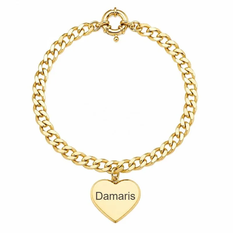 Pulseira Grumet com Pingente de Coração Personalizada