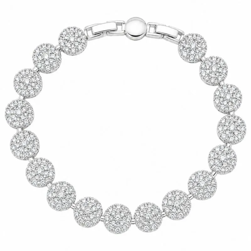 Pulseira Redonda Cravejada Banhada a Prata