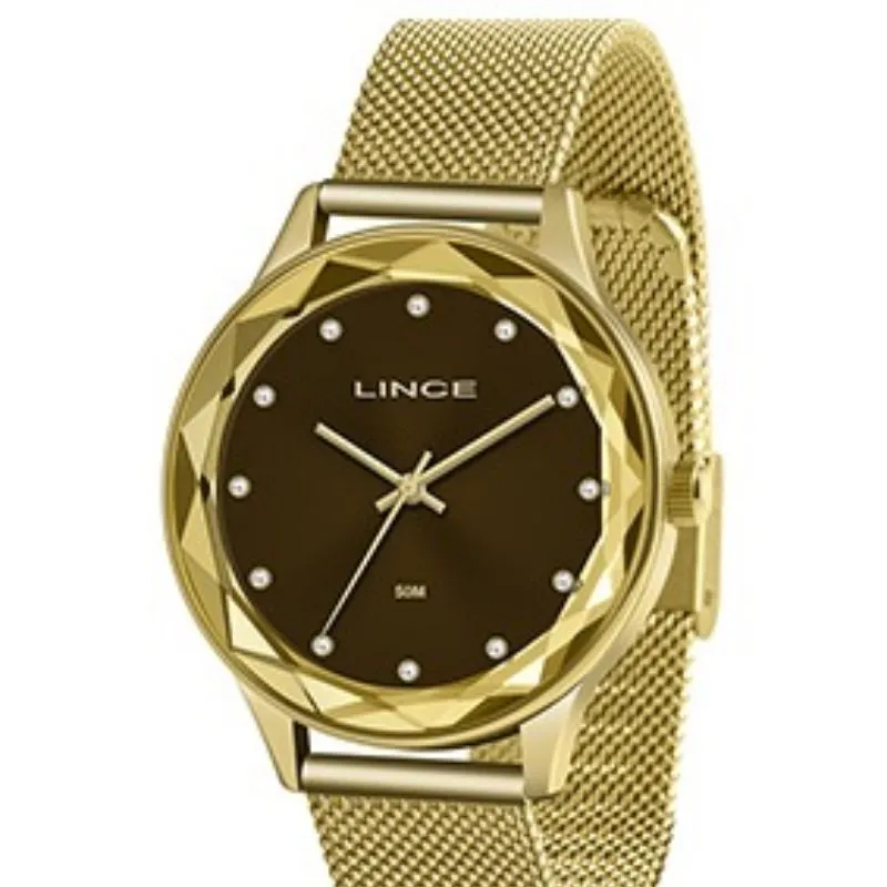 Relógio Feminino Lince Elegance Dourado com Pulseira Milanese